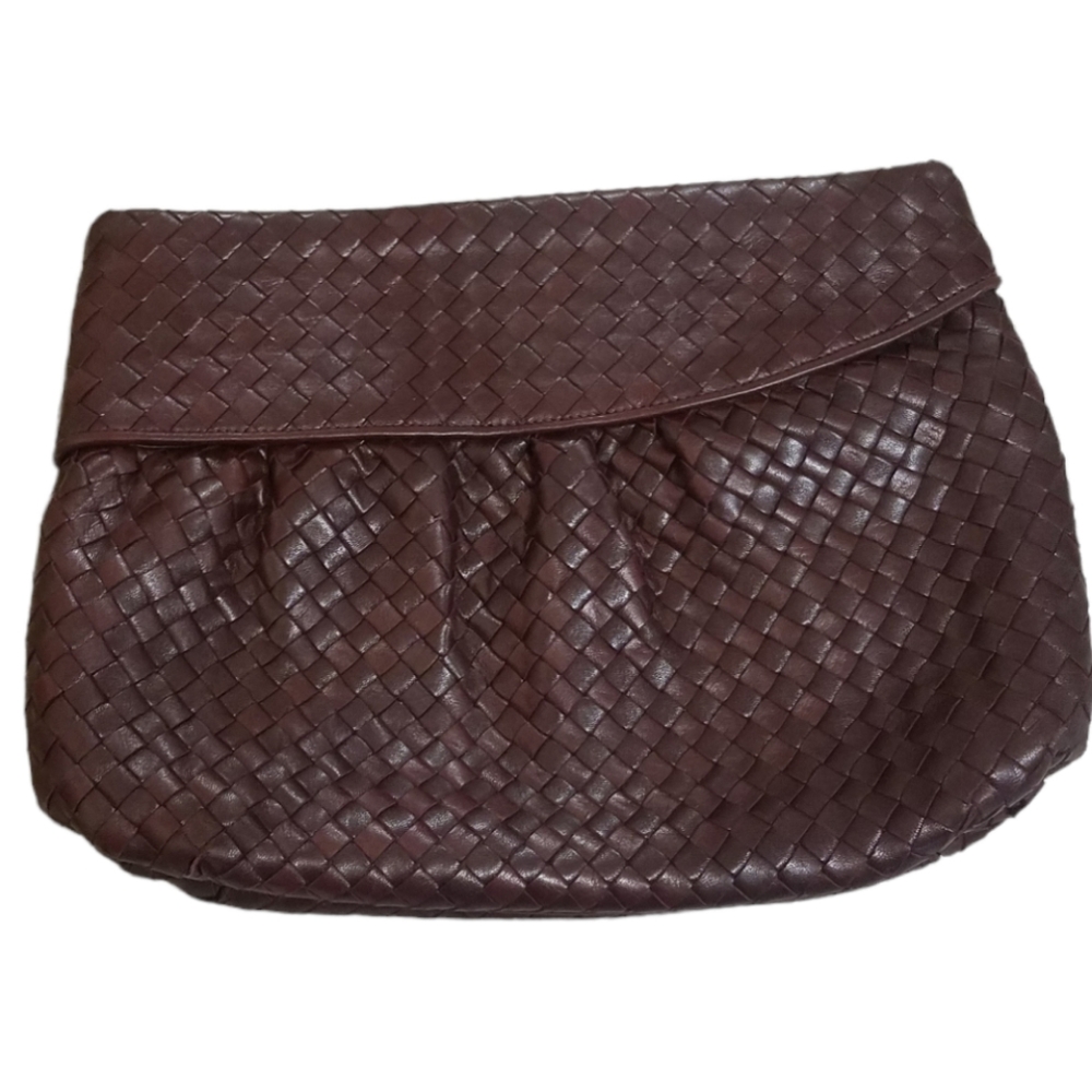 WALTER KATTEN genuine leather weaved clutch bag Made in Italy